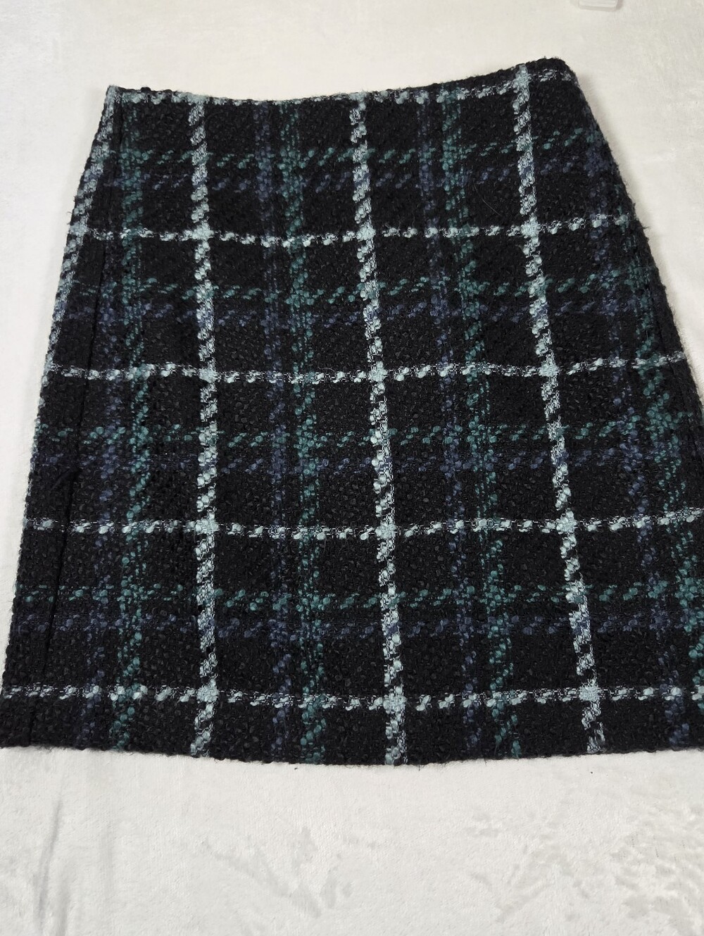 LOFT Black Plaid Pencil Skirt with Blue and Green Checks